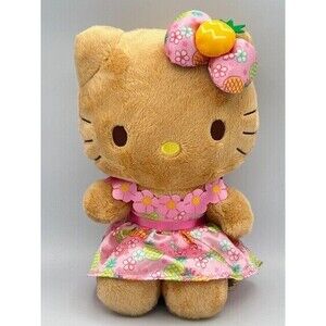 NEW-HAWAII Special Edition DOLE PLANTATION Hello Kitty Plush PINK LEI & Dress 8"